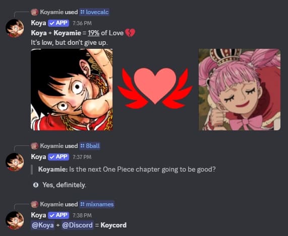 Koya Discord bot fun commands and entertainment features