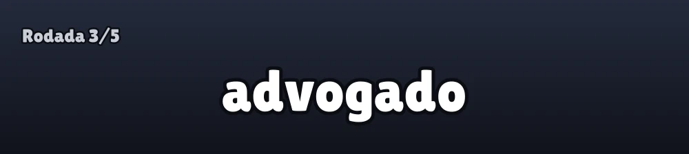 Rodada de Spell Race, palavra para digitar: advogado